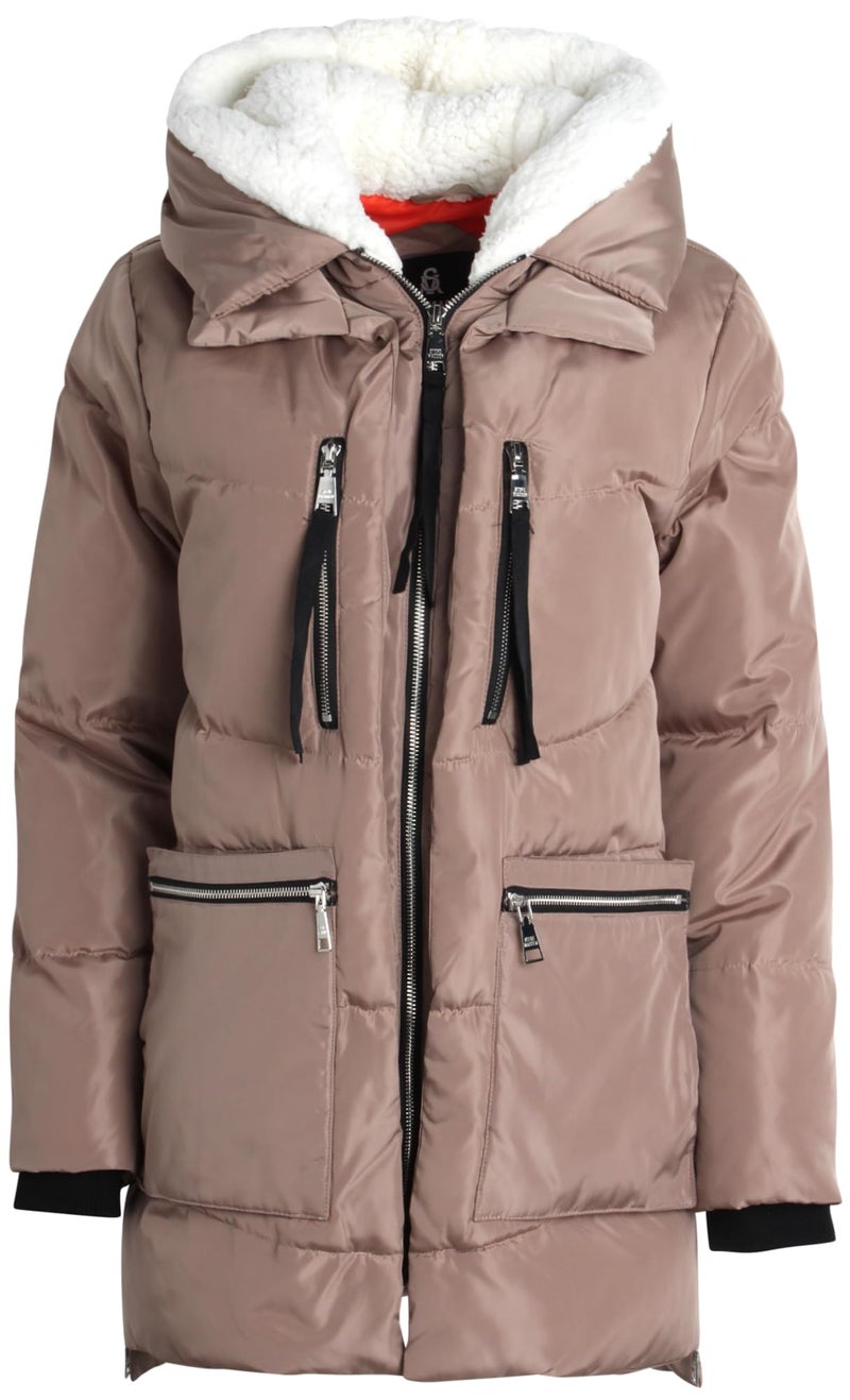 Steve Madden Women's Puffer Parka,Sand,X-Large - Image 1